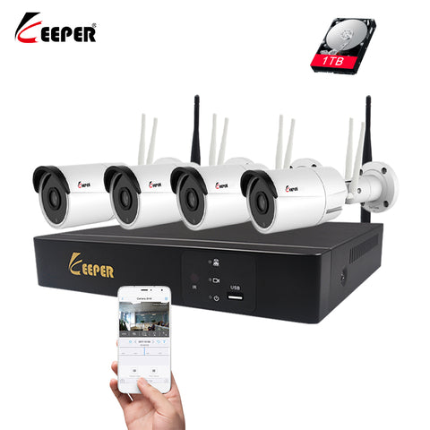 Keeper 4CH WiFi NVR KIT Wireless CCTV System Camera
