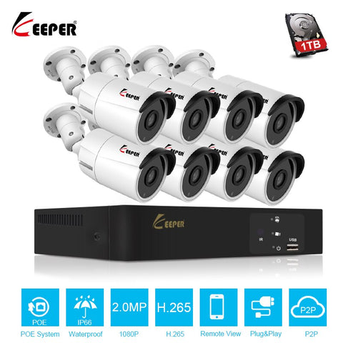 Keeper H.265 8CH 2MP POE NVR CCTV System Camera