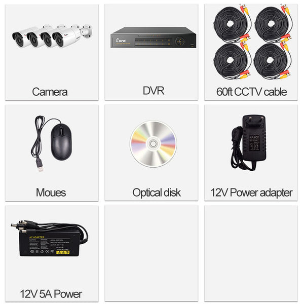 Keeper 5mp CCTV Surveillance Kit 5mp Security Camera System 4 ch DVR 1944P Video Output Kit CCTV Easy Remote View on Phone